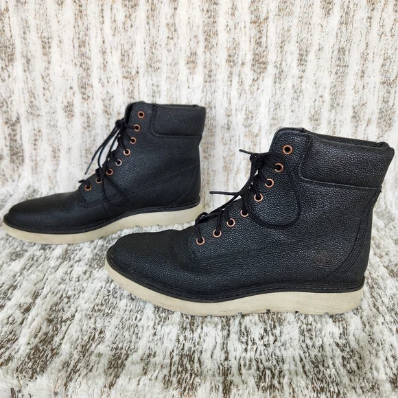 Timberland "Kenniston" Waterproof Boots Pebbled Leather Black | Women's Size 9 - Picture 6 of 12